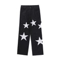 Five Pointed Star Flocking Embroidered Jeans