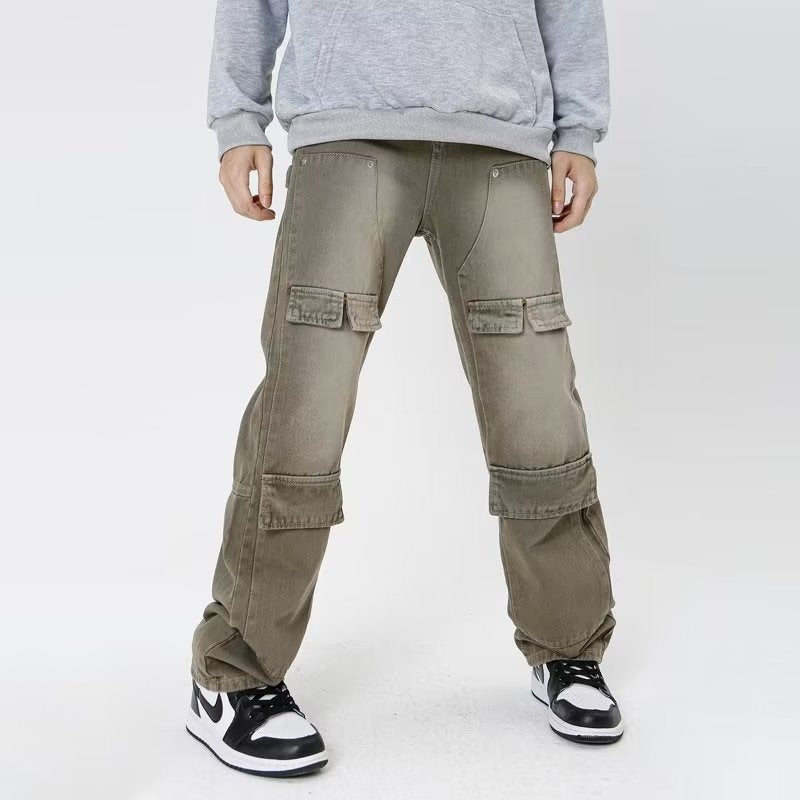 Vintage Multi-Pocket Washed Jeans