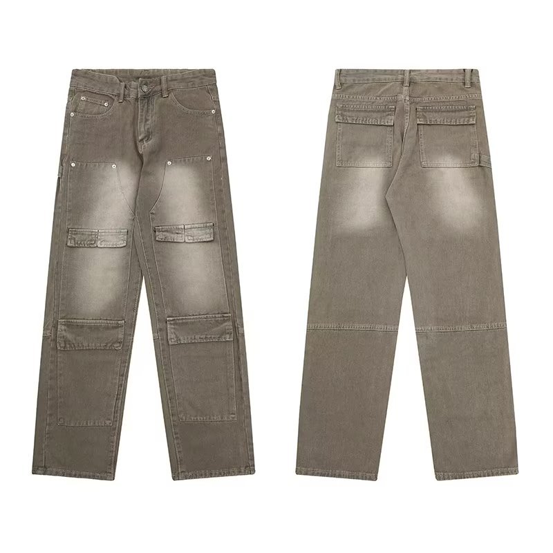 Vintage Multi-Pocket Washed Jeans