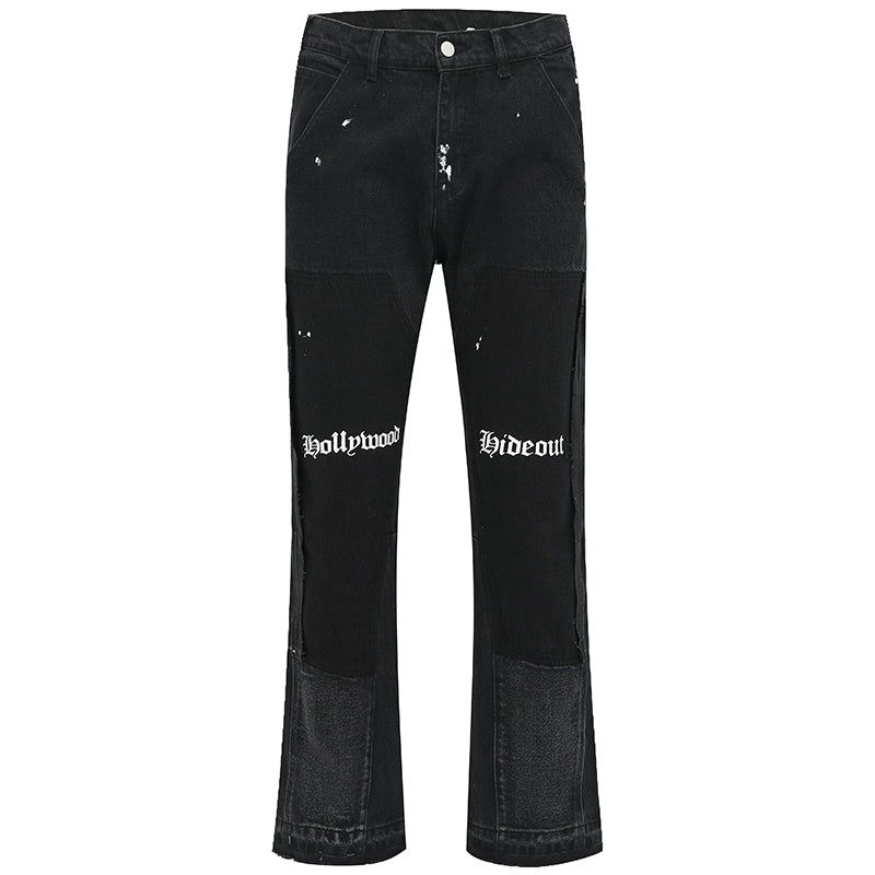 Streetwear Patched Flared Pants