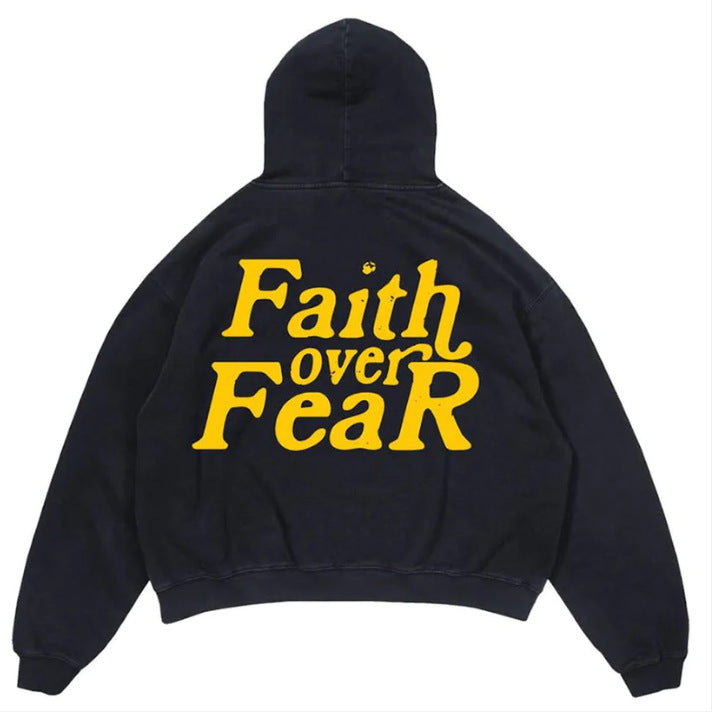 Faith over Fear Letter Printed Hoodie