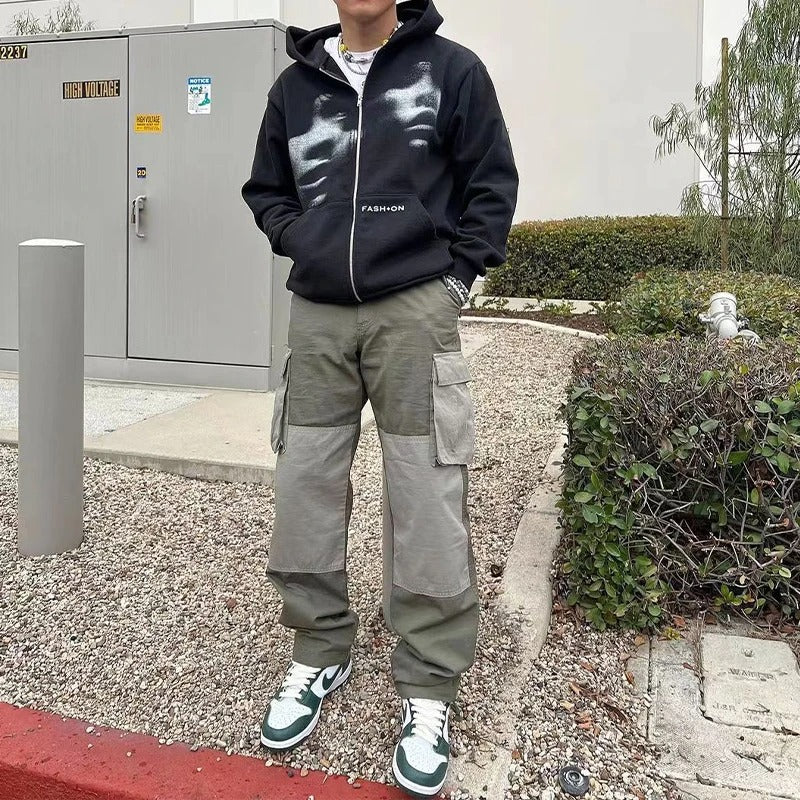 Unisex Y2K Face Zip Hoodie