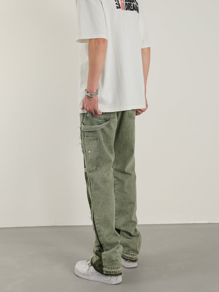 Streetwear Patched Flared Pants