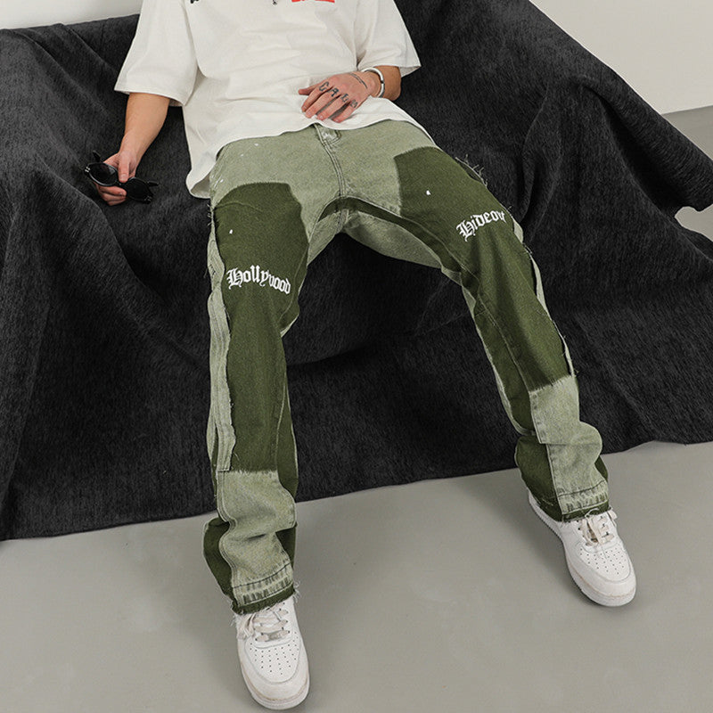 Streetwear Patched Flared Pants