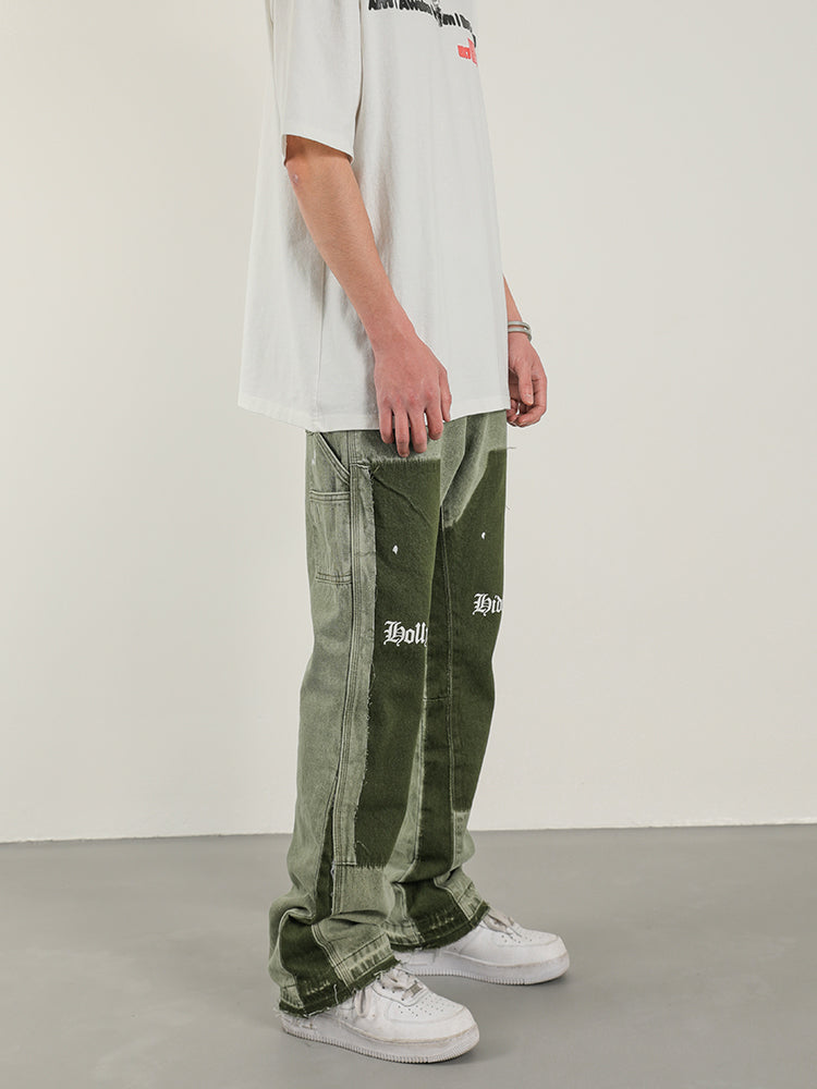 Streetwear Patched Flared Pants