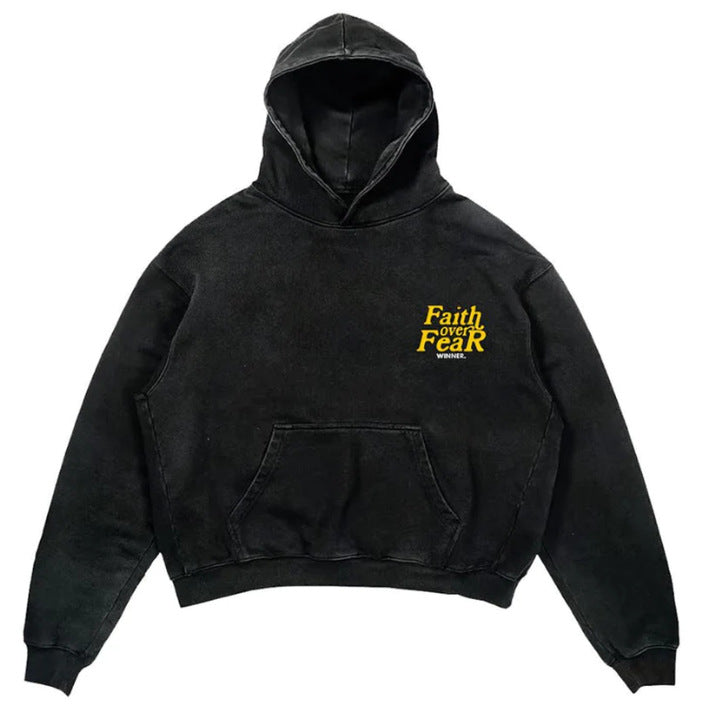 Faith over Fear Letter Printed Hoodie